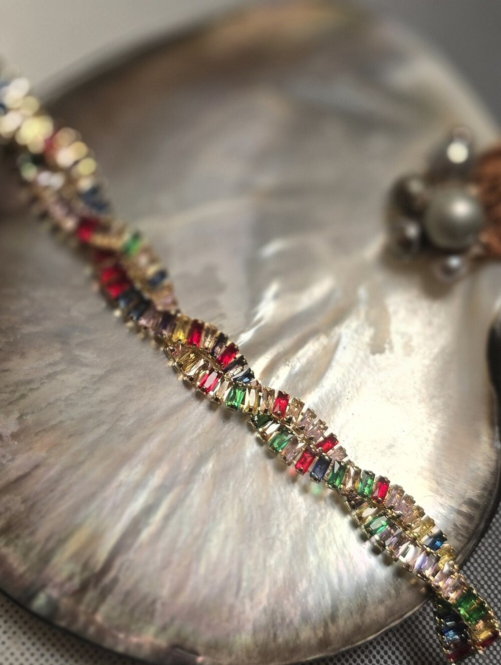 Wear A Rainbow On Your Wrist Bold Modern Sparkling Baguette Elegance Bracelet